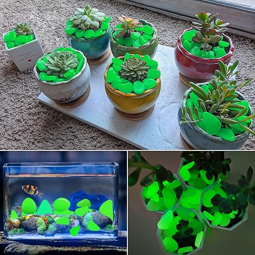 NAMTSO Glow in The Dark Rocks Outdoor, 200 pcs Green Solar Rocks for Landscaping, Outdoor Decor Glow in The Dark Stones, Glowing Pebbles for Garden Backyard Patio Lawn Pond Fish Tank Aquarium Decor