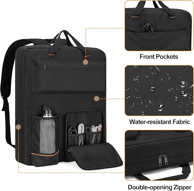 HODRANT Solar Panel Storage Bag, Travel Backpack Compatible with Jackery SolarSaga 100W 100X 200W, Padded Carrying Case for 2 Panels, Portable Carrier with Pockets