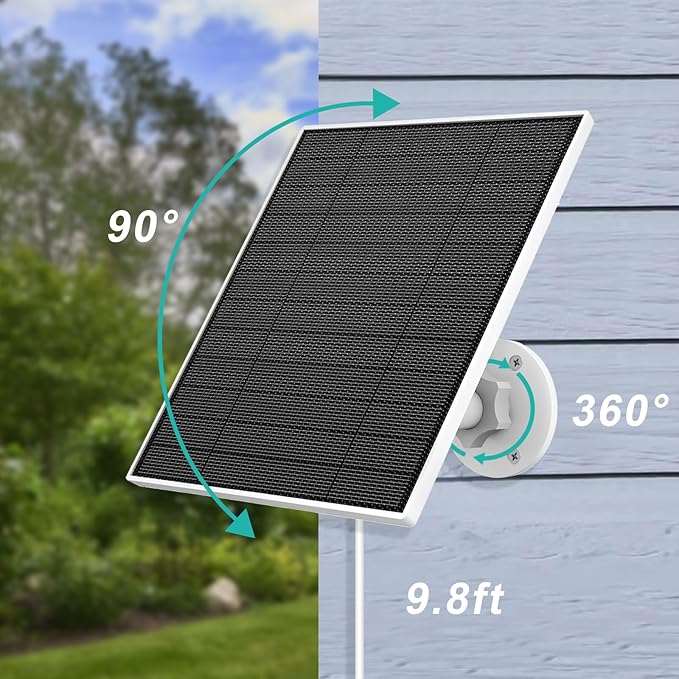 EverExceed 5W Solar Panel Compatible with Wyze Battery Cam Pro, Cam Outdoor V1, Cam Outdoor V2, Solar Panel for Wyze Camera with USB-C Port, Micro USB Adapter, IP65 Waterproof, 2 Pack
