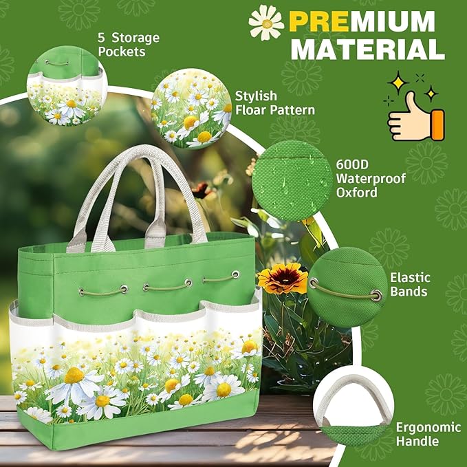 22Pcs Garden Tools Set for Women,Heavy Duty Hand Tool Kit,Gifts for Mothers Day Mom Beginner Gardening Essentials with Large Tote Bag/Repotting Mat/Trowel/Rake/Pruner/Gloves/Plant Tags-Green
