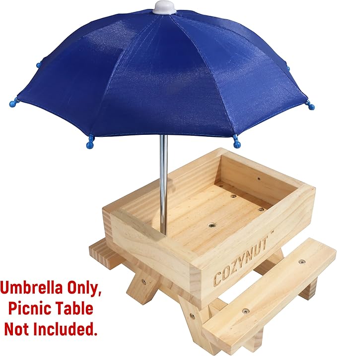 Replacement Mini Umbrella for COZYNUT Squirrel Feeder Picnic Table (Navy Blue)