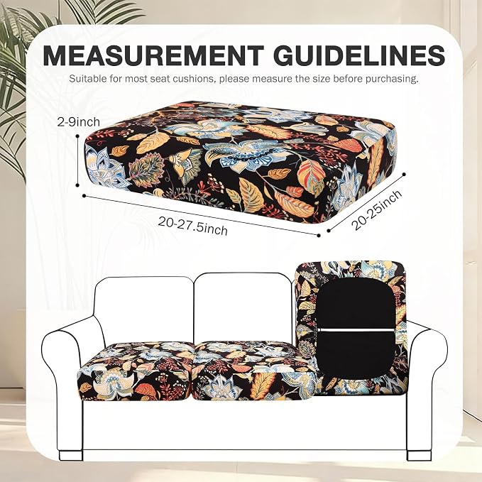 hyha 4Pcs Patio Cushion Covers, Stretch Outdoor Couch Cushion Covers Replacement, Washable Outdoor Chair/Sofa Slipcovers for Patio Furniture Cushions Protector with Elastic Bottom(Floral,Cover Only)