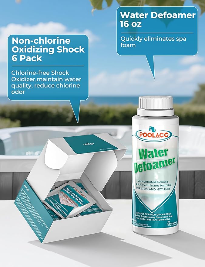 Poolacc Bromine Hot Tub Starter Kit: Includes Extra-Capacity Chemicals, 50 Test Strips, Dispenser & Accessories | All-in-One Spa Maintenance Set