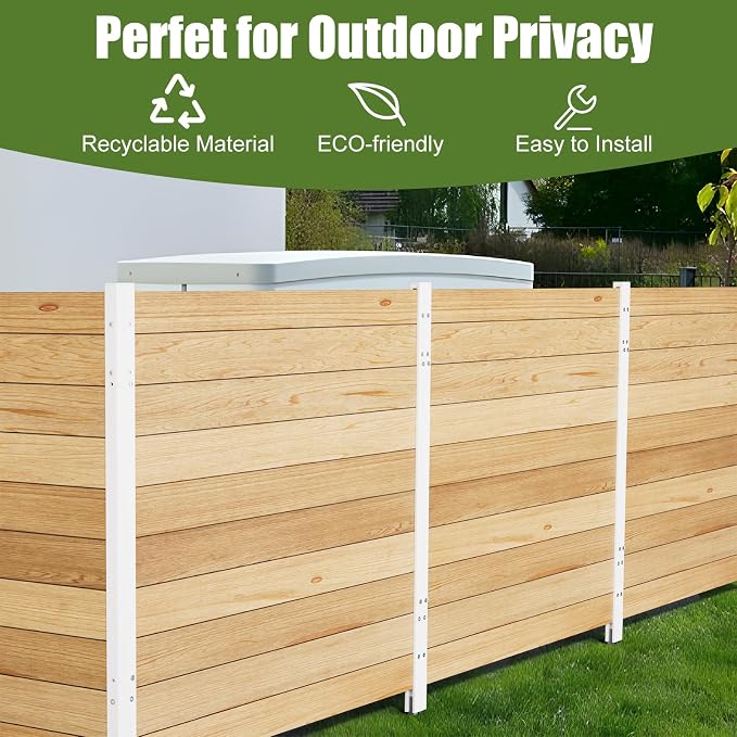 Outdoor Privacy Fence 2P-38''W x 42''H Wood Fence Privacy Screen No Dig Fence Panels, Fencing for Garden Patio Pool Equipment Enclosure Trash Bin Air Conditioner, Privacy Fence Panels Horizontal,White