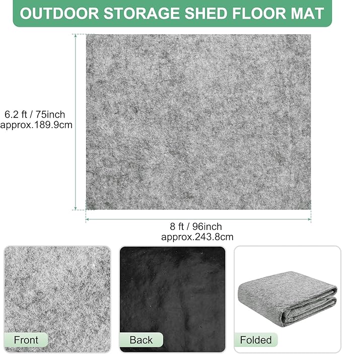 M METERXITY Outdoor Storage Shed Mat, 6.2x8 FT Waterproof Small Shed Flooring Mat for Patio Furniture Floor Protecting from Wear/Liquid/Dust/Oil, Non-Slip Carport Pad [Grey White]