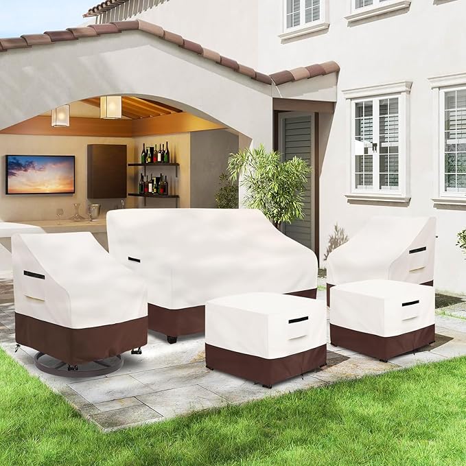 Outdoor Couch Covers,85 Inches Outdoor Sofa Cover, Waterproof Patio Furniture Cover,Furniture Covers for Patio Seating (Beige)