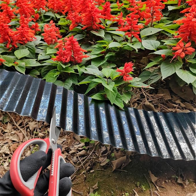 Metal Landscape Edging Border,8 inch × 20 feet Corrugated Garden Edging for Flower Bed,Lawn (8 Inch × 20FT)