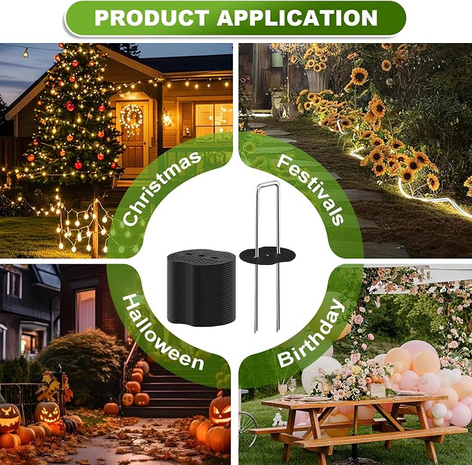 200PCS Garden Stakes Landscape Staples Set, 6 Inch Landscape Fabric Staples with Gasket, 11 Gauge Heavy Duty Galvanized Garden Ground Pins for Weed Barrier, Plant Covers, Irrigation Tubing