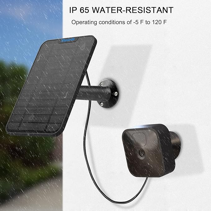 4W Solar Panel Charging Compatible with Blink Outdoor(3rd Gen)/xt xt2 Camera, with 13 ft Waterproof Charging Cable, IP65 Weatherproof, Includes Secure Wall Mount(2-Pack)