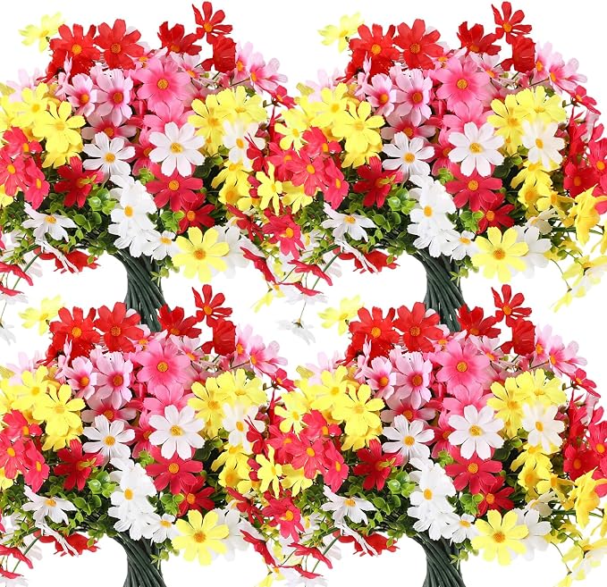 Thiccywoov 36 Bundles Artificial Flowers for Outdoors UV Resistant, Faux Greenery Flowers for Porch Planters Patio Window Box Farmhouse Garden Decor