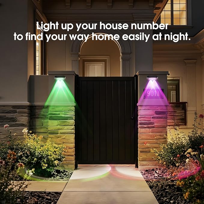 AUDLES Solar Fence Lights Outdoor, 8 Modes Warm & RGB 6 Color Fence Lights Solar Powered for Outside, IP65 Waterproof, 60 Lumens Solar Light for Step, Pathway, Garden, Deck, Stairs - 8 Pack