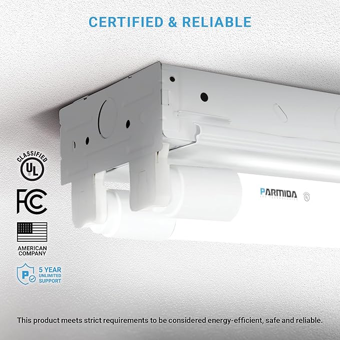 PARMIDA 20-Pack 4FT LED T8 Ballast Bypass Type B Light Tube, 18W, UL-Listed for Single-Ended & Dual-Ended Connection, 2200lm, Clear Lens, T8 T10 T12, UL, FCC - 6000K