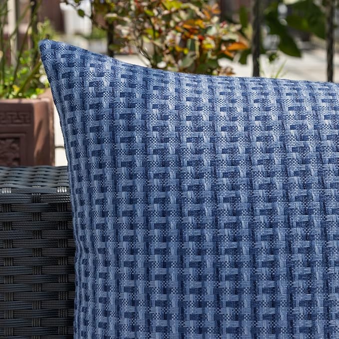 Kevin Textile Outdoor Waterproof Throw Pillow Covers Pack of 2 Farmhouse Decorative Cushion Covers for Garden Patio Tent Balcony Bench Couch Sofa 12x20 Inch, Navy Blue