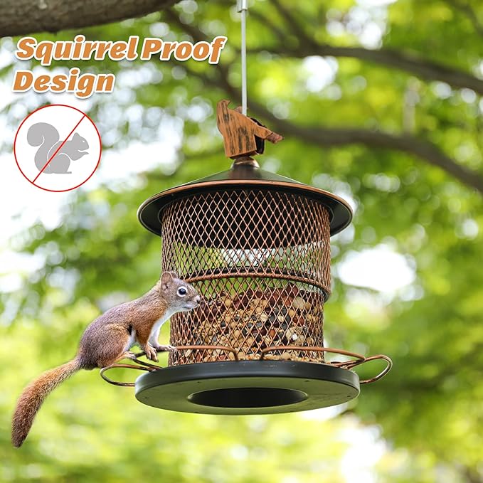 Yinns Bird Feeders for Outdoors Hanging, 4lb Large Seed Capacity Metal Birdfeeders, Wild Birds Cardinal Bird Feeder with 6 Perches
