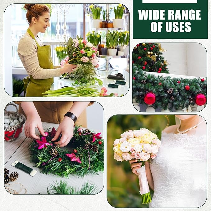 Ferraycle Floral Wire 38 Yards 22 Gauge Flexible Paddle Wire Florist Wires Christmas Wires for Crafts, Christmas Wreaths Tree, Garland and Floral Flower Arrangements, Green(Green)