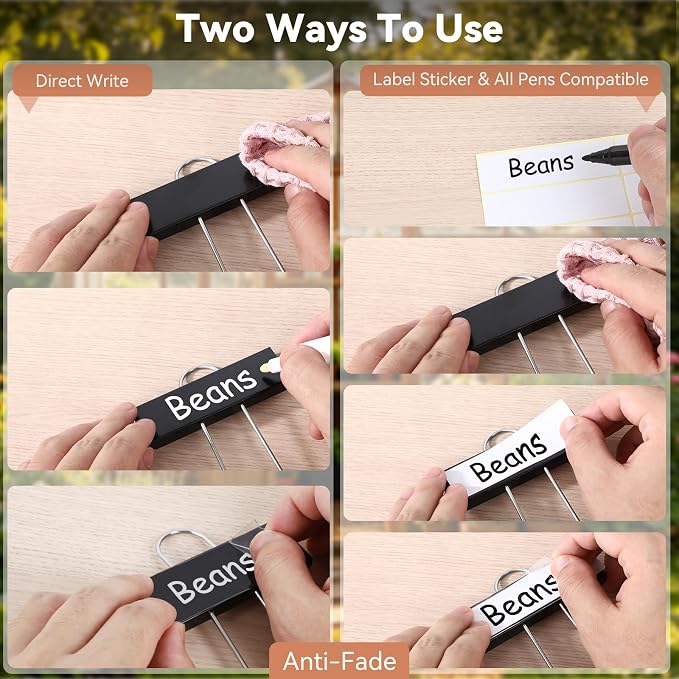 Greaner 30 Packs Black Plant Tags, Label Area 2.6''X 1.2'', 10.6'' Height Reusable Plant Identification Stakes with Permanent Marker, Garden Markers for Plants Outdoor