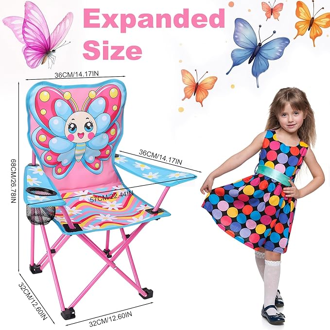 KABOER Kids Outdoor Folding Lawn and Camping Chair with Cup Holder and Carrying Bag, Children's Camping Chairs