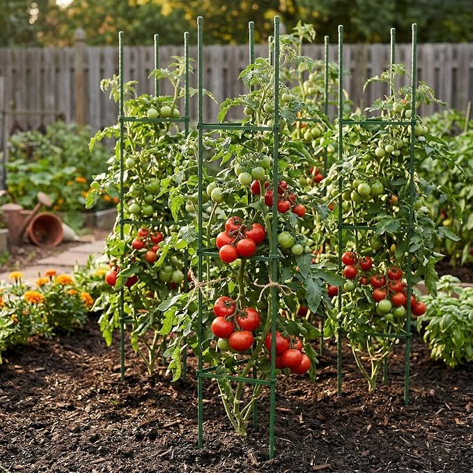 G-LEAF 6 Pack 5ft Tomato Cage for Garden Plant Support, Garden Stakes Tomato Cage, Tomato Cages Plant Stakes for Climbing Plants