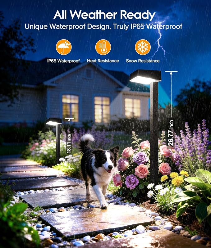 ELECLINK Solar Pathway Lights Outdoor, 12 Pack Garden Lights Solar Powered Path Lights with Larger LED Lens, 2 Light Modes Waterproof Outdoor Solar Light for Yard Driveway Walkway Landscape Patio Lawn