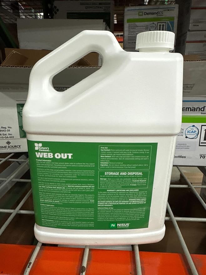 Nisus Web Out Cobweb Eliminator and Repels Spiders, Ants, Mosquitoes, Cockroaches, Aids in Web Control, Ready-to-Use Biodegradable Spray, 1 Gallon