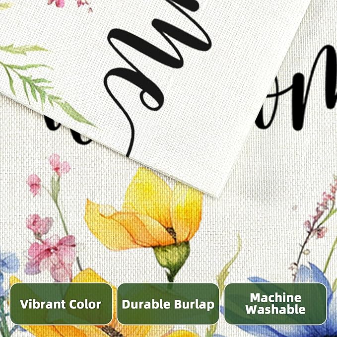 Welcome Flowers House Flags for Outdoor Decoration, Spring Watercolor Floral Large Yard Flag, Decorative Summer Celebration Decor for Seasonal Farmhouse Holiday Outside 28x40 Inch Vertical