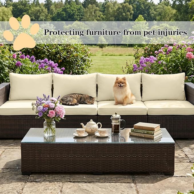 8pcs Outdoor Patio Cushion Covers Replacement, 25.6" Zippered Outdoor Cushion Covers Waterproof, UV Resistant & Washable Patio Furniture Cushion Covers Waterproof for Patio Sectional, Beige