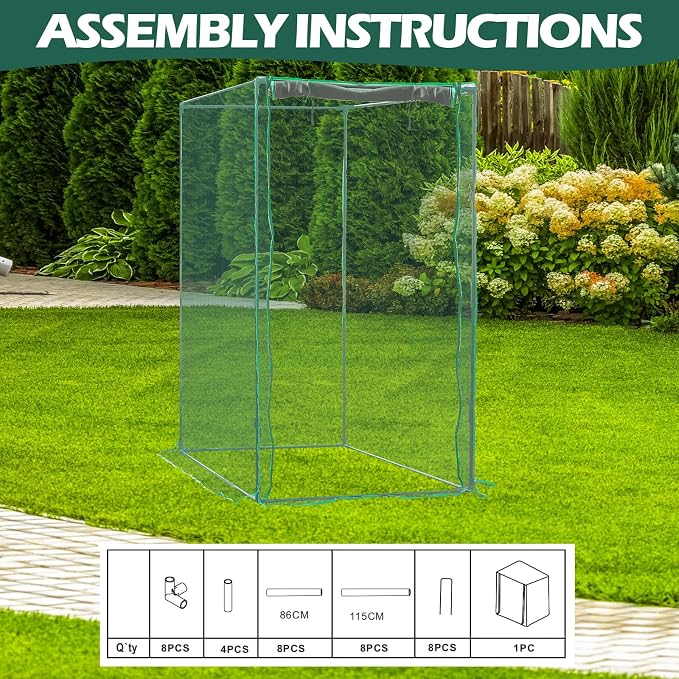 4 x 4 x 6 Ft Crop Cage for Garden Plants – Plant Protection Tent with Zippered Door, Raised Bed Cover & Sturdy Frame – Wind-Resistant Garden Bed Cover for Outdoor Vegetables & Flowers