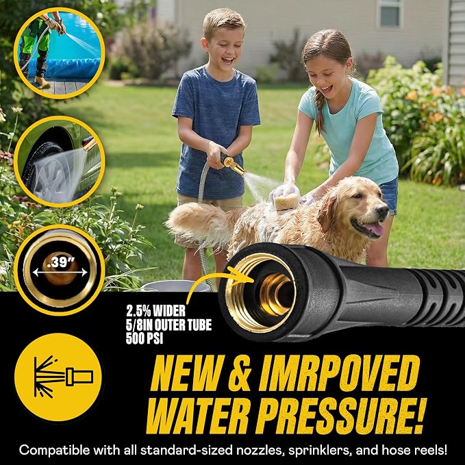 Bionic Steel PRO 50 Ft Metal Garden Hose with Nozzle, Water Hose Made from Heavy Duty 304 Stainless Steel, Flexible, Lightweight, Brass Fittings, Non Kinking, 500 PSI