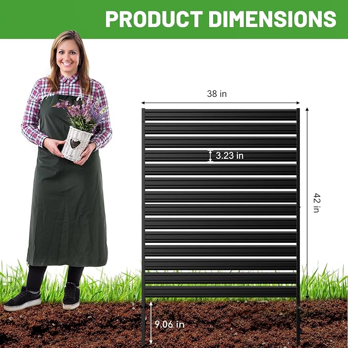 2 Panels No-Dig Metal Privacy Fence Screen, 42" H × 38" W Outdoor Air Conditioner Fence, Rustproof AC Unit Cover to Hide Trash Bins, Pool Equipment Enclosure, Decorative Garden, Patio & Backyard