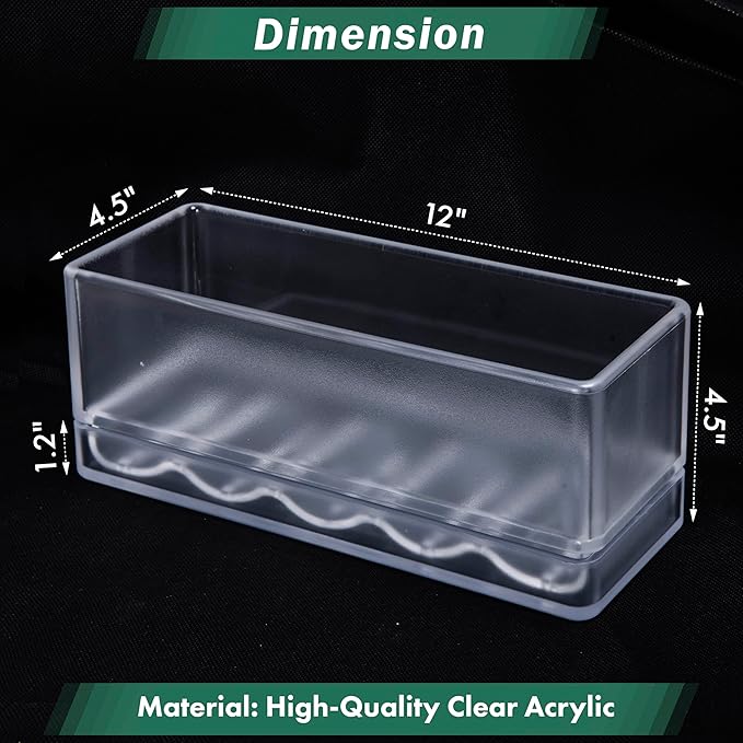 D'vine Dev 12 Inch Window Box Planter, Rectangle Acrylic Herb Planter with Drainage Holes and Saucer, Indoor Succulent Cactus Vegetable Pot for Windowsill, Garden Balcony, Clear, Set of 1, 76-X-D-1