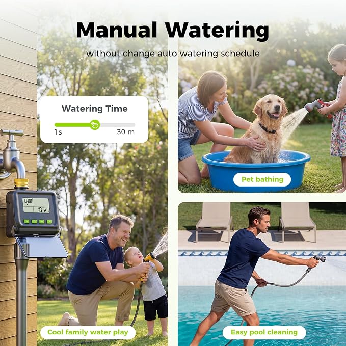 Sprinkler Timer- Hose Timer for Garden Hose, Brass Inlet Programmable Watering Timer w/Rain Delay, Outdoor Auto& Manual Drip Irrigation Controller System for Lawn Yard Greenhouse, 3 Plans