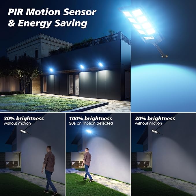 WYWNA Solar Lights Outdoor, 6000K LED Solar Lights Outdoor Waterproof, Solar Flood Lights Outdoor with Motion Sensor and Remote Control, Solar Street Light Dusk to Dawn 2-Pack