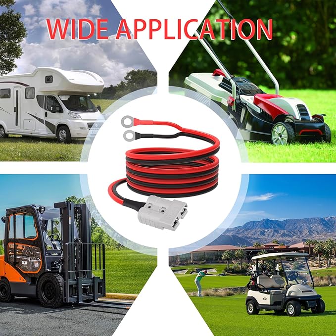 ELFCULB Anderson 50amp to O Ring Terminal, 10AWG Anderson SB50 Battery Quick Connect/Disconnect Cable for Forklift RV Boat Lithium Batteries(5FT)