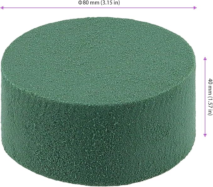 KOHAND 50 Pack 3 Inch Flower Round Floral Foam, Green Dry and Wet Foam Block, Round Foam Blocks for Artificial Flowers, Wedding Aisle Flowers, Craft Project