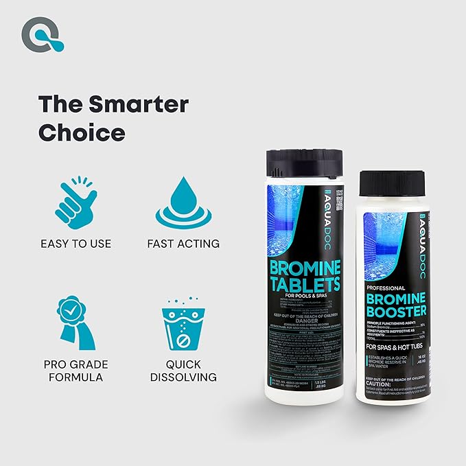 AquaDoc Bromine Tablets and Booster Bundle for Spa Hot Tubs - Includes 1.5lb Spa Tablets and 1lb Bromine Booster - Made in USA