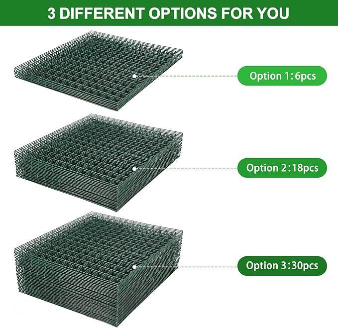 Plant Protectors from Animals - DIY Reusable Plant Cages for Outdoor Plants, Square Mesh Plant Covers Kits, 12"x12" Panels (6/18/30 Pcs) (30, Dark Green)