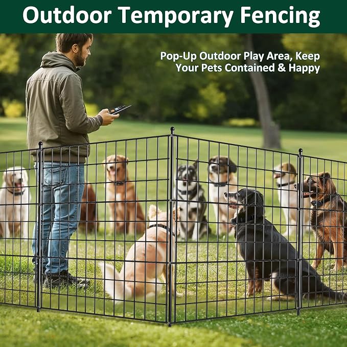 Garden Fence 10 Pack No Dig Metal Panels 32"(H) x 23.6 ft(L) Total, Rustproof Arched Decorative Dog Fence Outdoor for Yard, Animal Barrier for Flower Bed Border, Patio & Backyard Edging