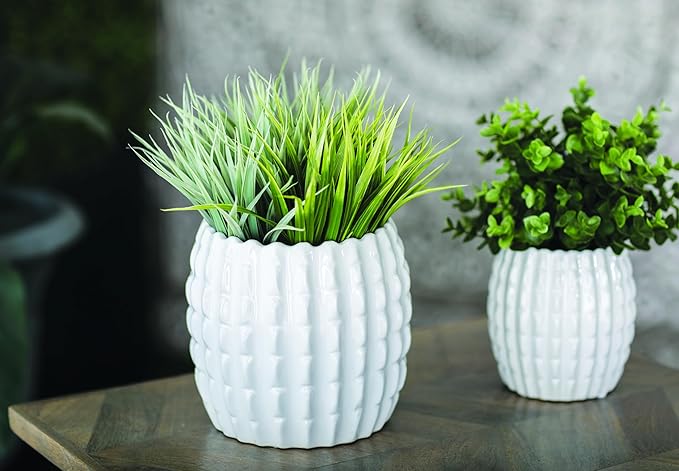 Deco 79 Ceramic Indoor Outdoor Planter Small Planter Pot, Set of 4 Planters 9", 7", 6", 4"H, White