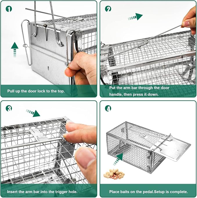 SZHLUX Rat Trap,Mouse Traps Work for Indoor and Outdoor,Small Rodent Animal-Mice Voles Hamsters Cage,Catch and Release(Medium), Silver (SZ-SL3616D)