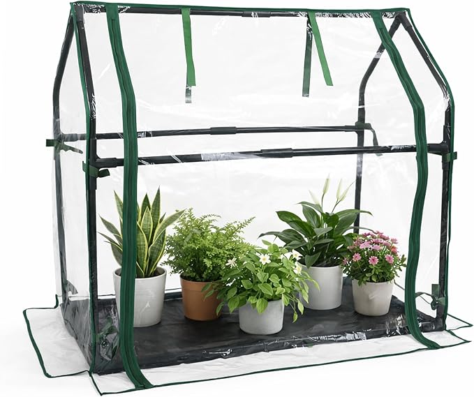 Gardzen Mini Greenhouse with Waterproof Base, Indoor/Outdoor Tabletop Greenhouse for Seed Starting, Plant Protection, Gardening & Winter Shelter, 36.2"(L) x18.9(W) x33.3(H)