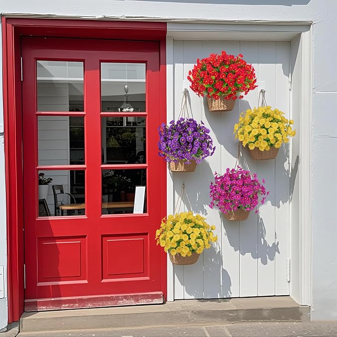 Ouddy Decor 48 Bundles Artificial Flowers for Outdoors Fake Flowers UV Resistant Faux Plastic Plants for Spring Summer Garden Porch Window Box Table Vase Home Indoor Outdoor Decoration, Mixed