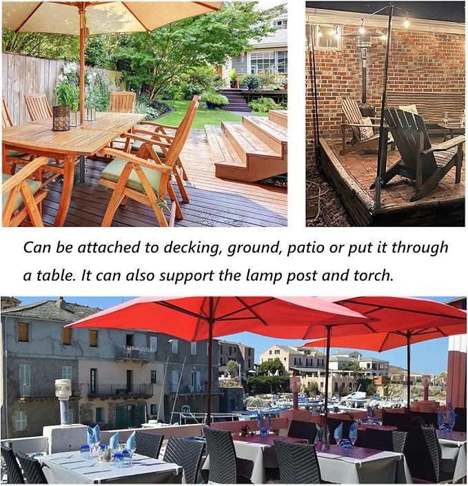 Patio Umbrella Base Heavy Duty Umbrella Holder Outdoor Umbrella Base Stand Mount Double Hand-Turn Knob for Deck,Patio, Dock,Boat,Courtyard Balcony,Garden,Pontoons,Picnic Table