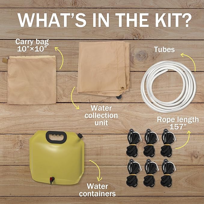GARVIN Portable Rainwater Collection System for Camping – 5FT x 5FT Hanging Tarp with 2.2-Gallon Collapsible Water Storage Bag, Emergency Survival Hydration Gear, Lightweight & Easy Setup