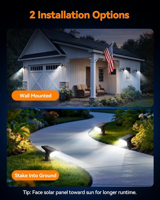Solar Lights Outdoor Waterproof IP65, 56 LED 3 Lighting Modes Solar Spot Lights Outdoor, Solar Powered Landscape Lighting for Yard Pathway Garden, 4 Pack (Cool White)