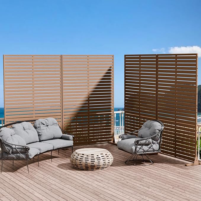 Privacy Fence Screen Outdoor Freestanding Privacy Panel, 72" H×47" W HDPE Decorative Panels with Stand, Room/Garden Divider, Outdoor Privacy Screen for Patio,Deck, Balcony, Pool