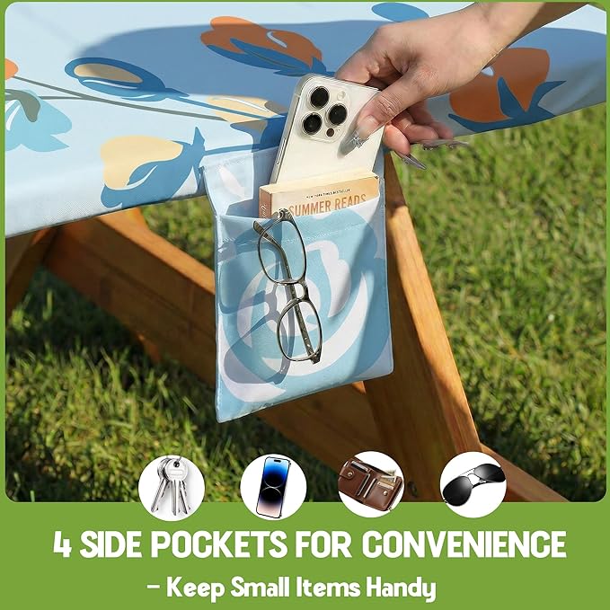 Picnic Table Cover with Bench Covers Waterproof Campsite Tablecloth Patio Backyard Camp Camping Kitchen Essentials Accessories Supplies Rv Cabin Gear Acampar Must Haves Table Cloth Camper Women Gifts