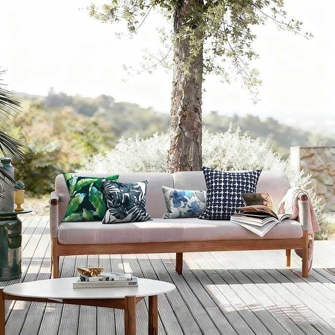 LVTXIII Outdoor Pillow Covers 20x20 Inch, 2 Pack Large Square Throw Pillow Cases, Fade-Resistant Cushion Covers for Patio Furniture Sofa, Garden Porch, Tie-Dye Navy