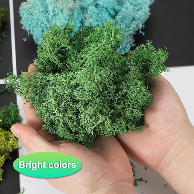 uxcell Preserved Reindeer Moss, 17.6oz Fake Moss for Crafts Artificial Dried Moss for Decoration Terrariums Potted Plants, Blue Green