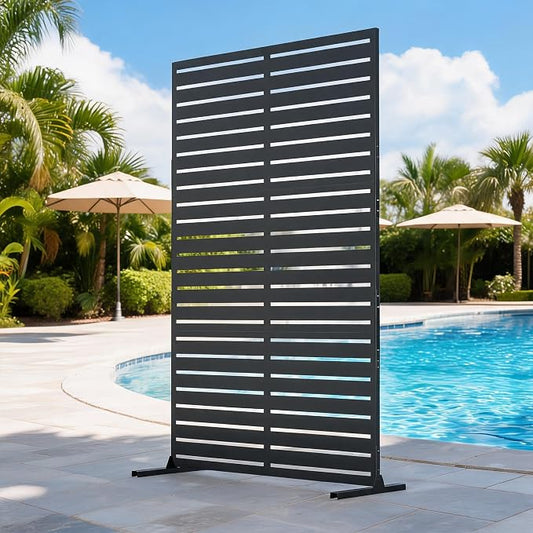 GarveeLife Outdoor Metal Privacy Screen, Freestanding Decorative Privacy Screen & Panels with Stable Stand, 72" h x 47" w Garden Private Screens, for Patio Backyard Deck Indoor Outdoor