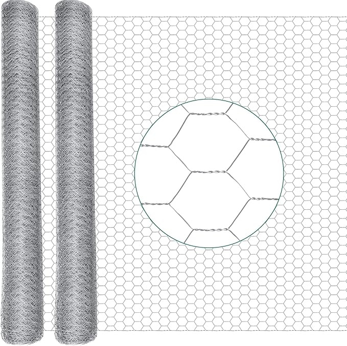 GlikCeil 60 in x 200 ft Chicken Wire Fencing Metal Floral Chicken Wire Mesh for Crafts Poultry Garden, 1 Inch Hexagonal Galvanized Hardware Cloth Netting for Poultry Coop Barrier Rabbit Cage(Silver)